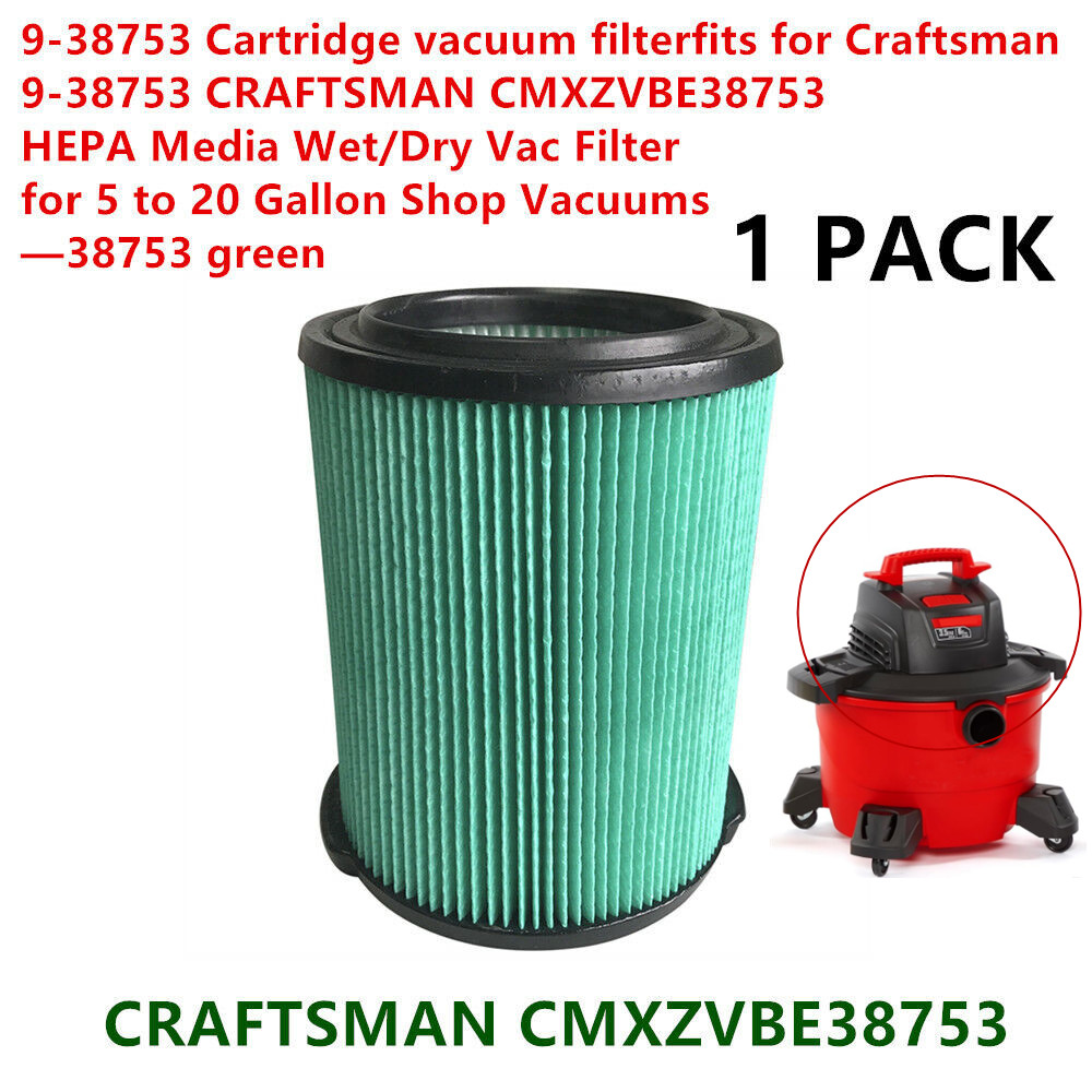 녹색 38753 9-38753CRAFTSMAN CMXZVBE38753용 카트리지 진공 HEPA 필터HEPA 미디어 습식/건식 Vac 필터