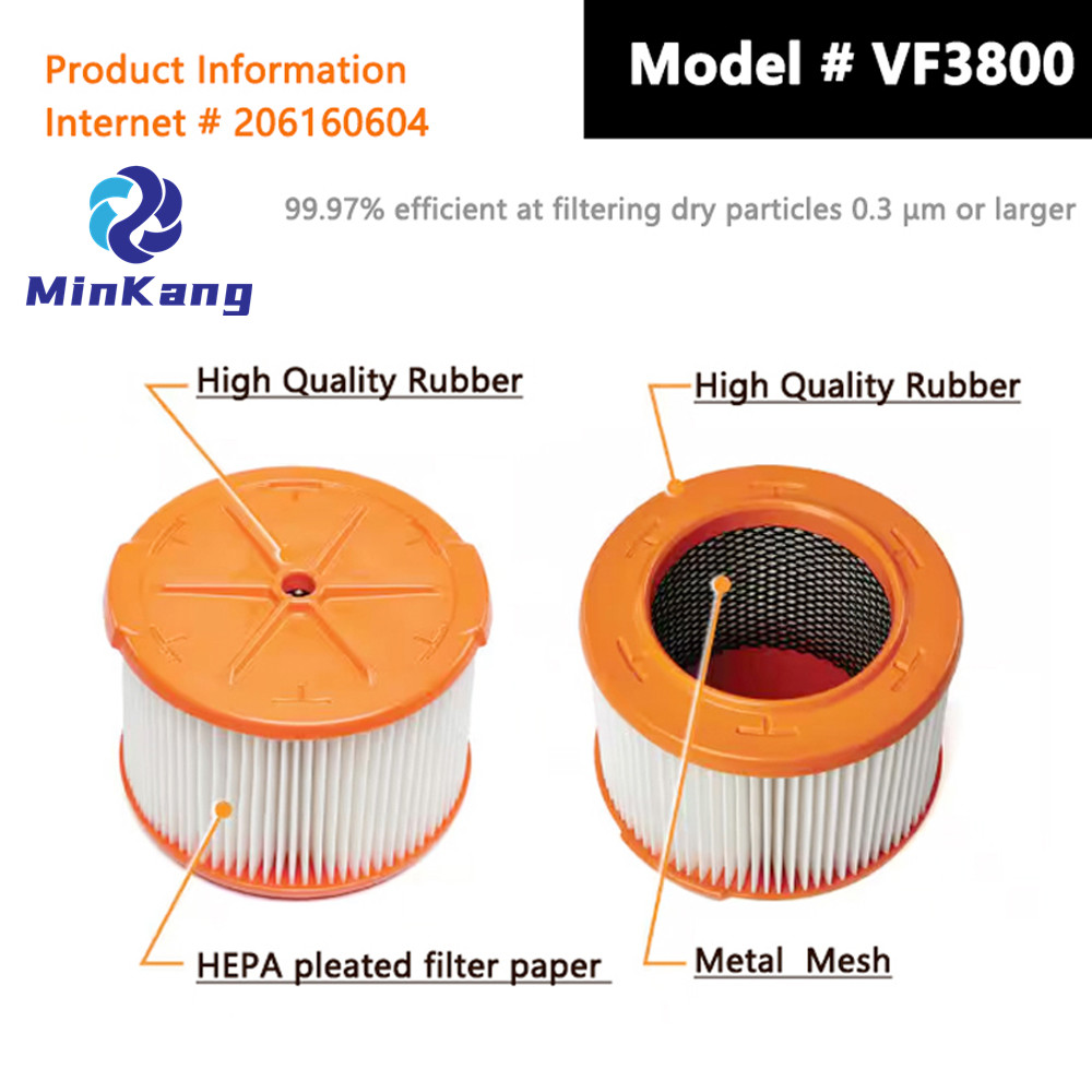 # VF3800 대부분의 3-4.5 갤런 ridgid 습식 건식 진공에 대한 교체 주름 Pleated HEPA 필터