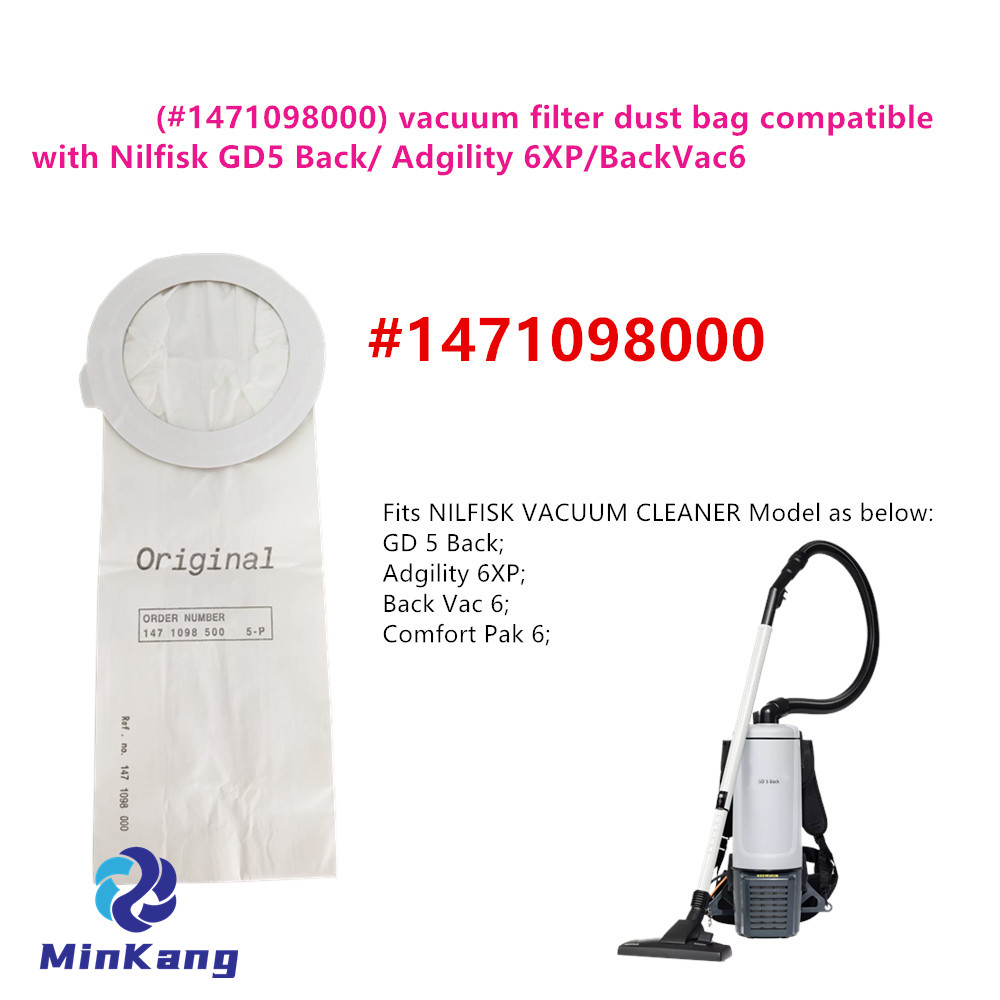 (#1471098000) Nilfisk GD5 Back/Adgility 6XP/BackVac6용 진공 필터 먼지 봉투