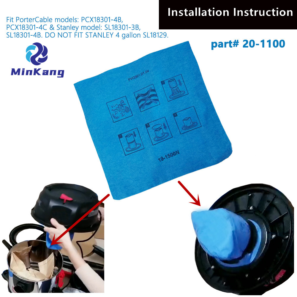 #20-1100 Stanley 및 PorterCable 4갤런 습식 건식 진공 청소기 부품용 부직포 재사용 가능 필터