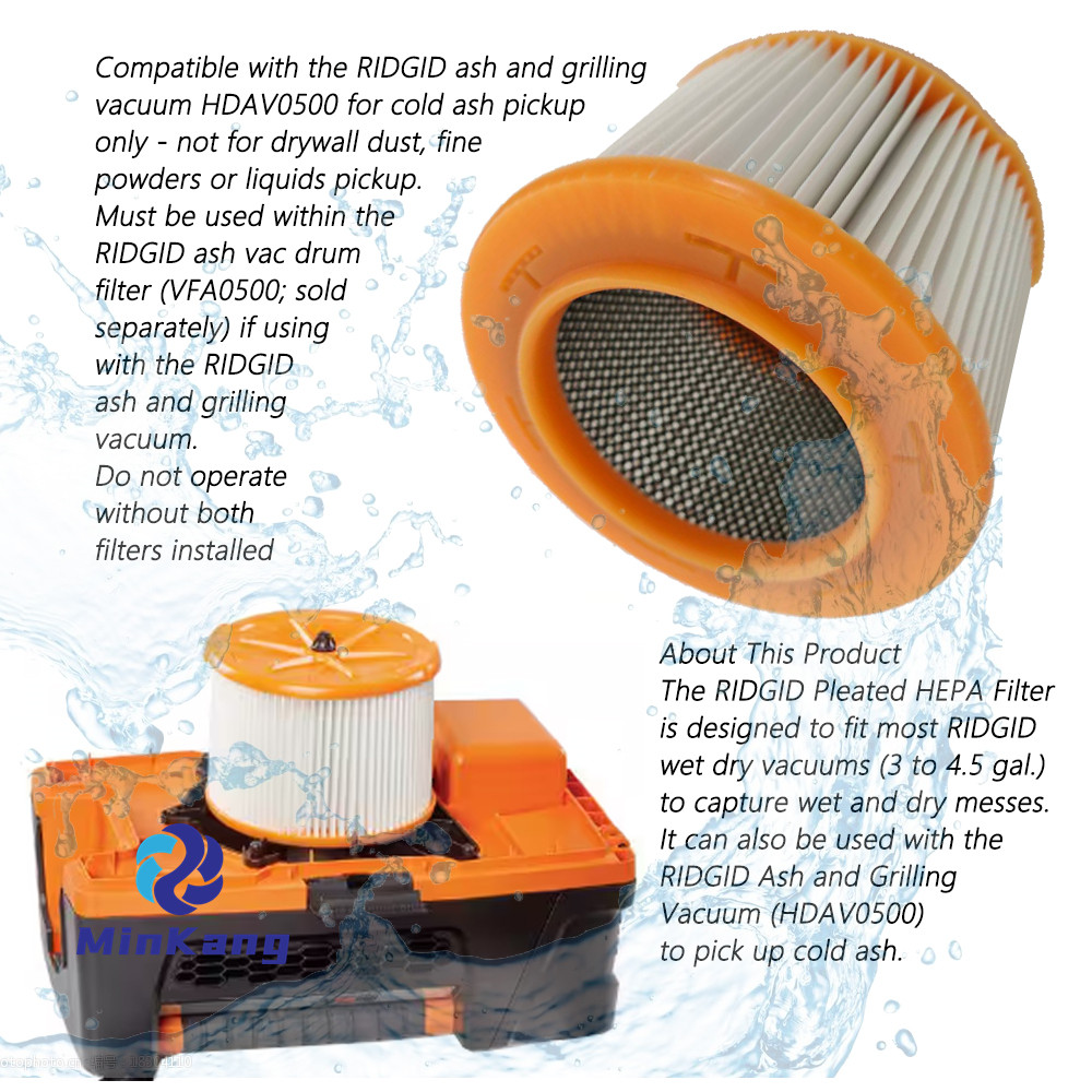 # VF3800 대부분의 3-4.5 갤런 ridgid 습식 건식 진공에 대한 교체 주름 Pleated HEPA 필터