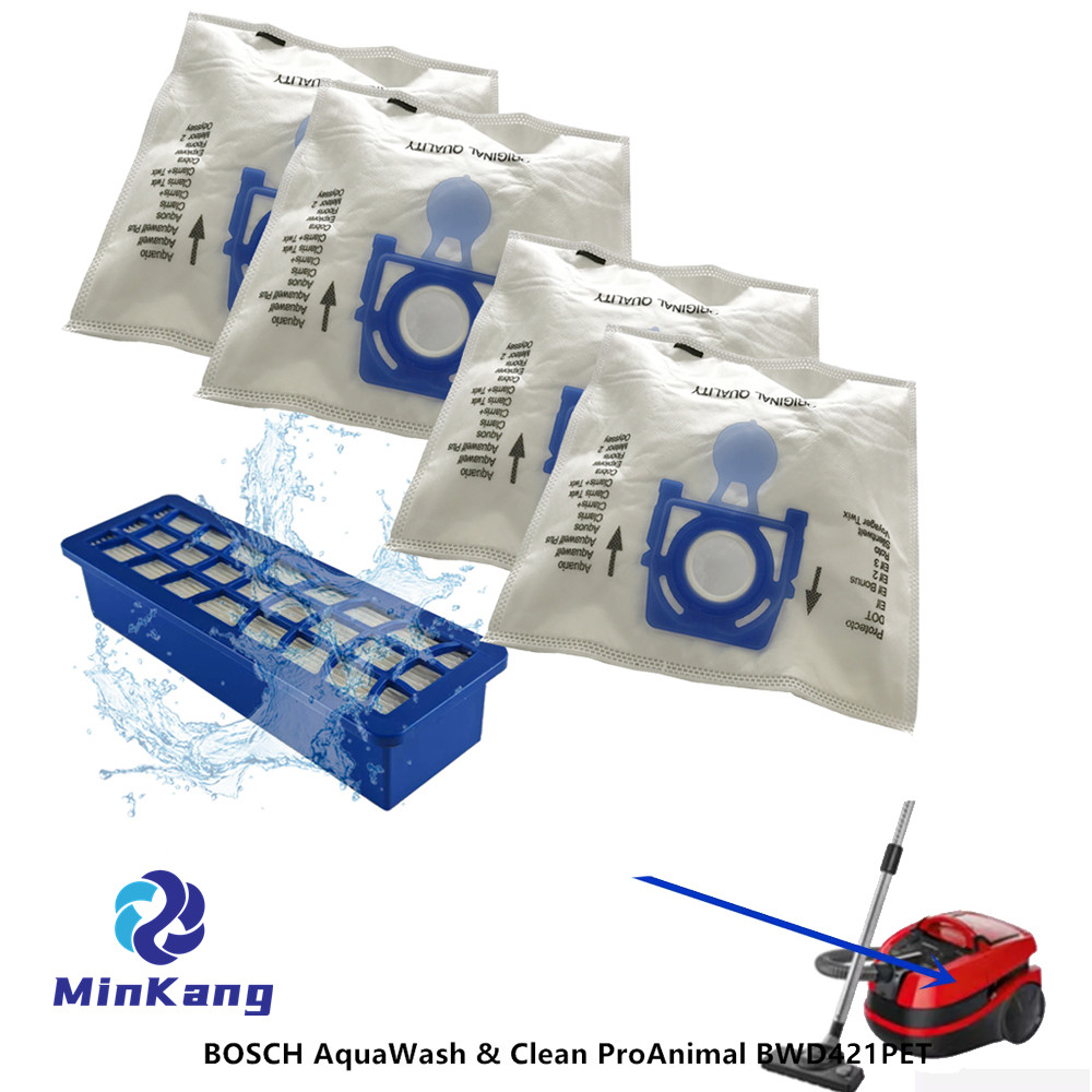 Bosch Aquawash & Clean Prohygienic 습식 및 건식 BWD420HYG 진공 청소기 용 헤파 필터 및 먼지 가방