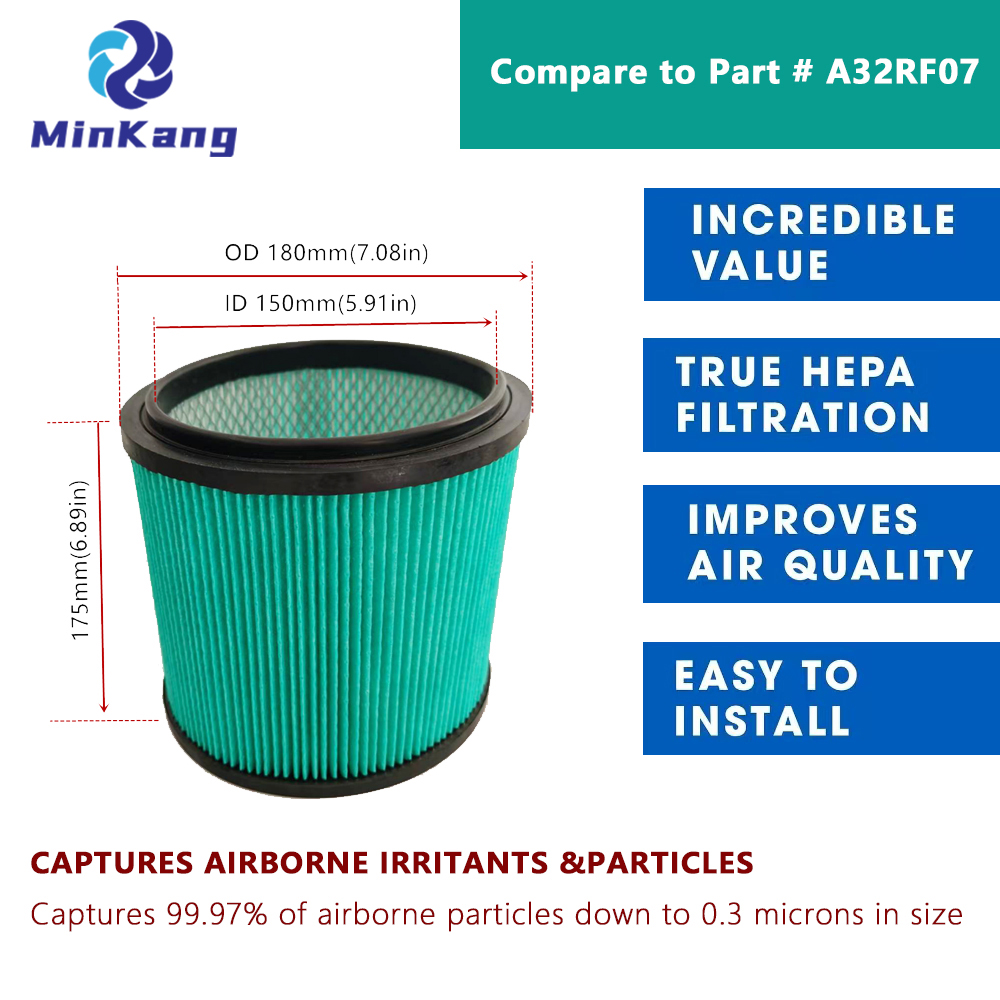 RYOBI RY40WD01 RY40WD01K RY40WD01B 10갤런 무선 습식/건식 Vac에 적합한 A32RF07 필터 교체