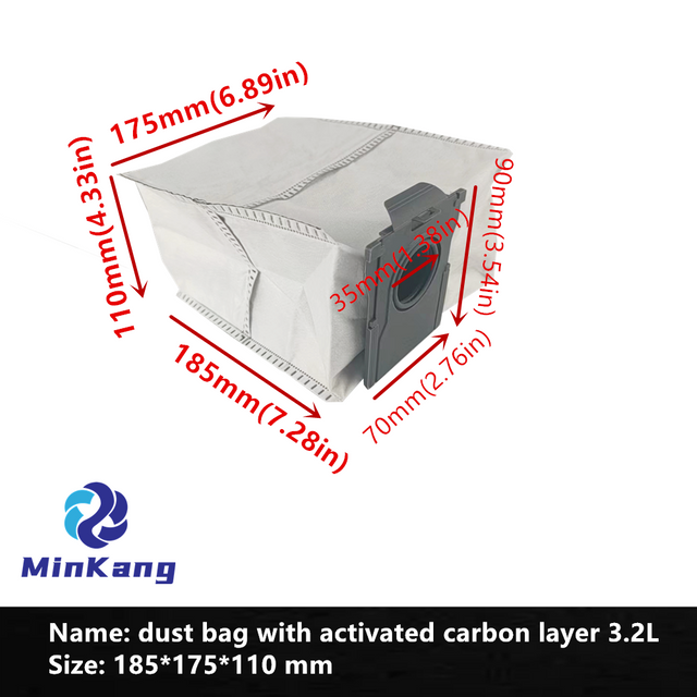  3.2L 먼지 봉투 진공 청소기 HEPA 필터 백 DREAME 스위핑 로봇 X20 Pro Plus 액세서리 용 활성탄 층 패브릭