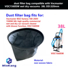 Vacmaster VOC1560SW 습식 건식 진공청소기용 먼지 필터 백 38L OD:320mm