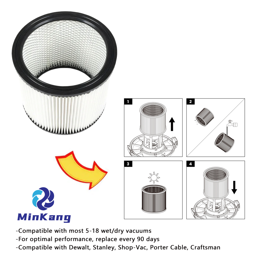  캡이 없는 5-18갤런 습식/건식 진공용 표준 카트리지 Hepa 필터 교체