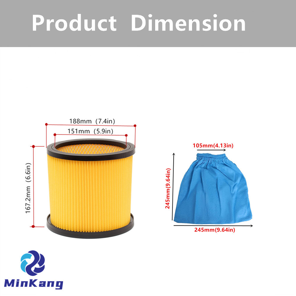 잠금 뚜껑이 있는 카트리지 진공 HEPA 필터, Parkside Lidl 습식 및 건식 진공 청소기용 직물 필터 백 건식 필터